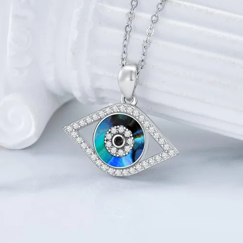 Vista 3 de PEIMKO Collar con dije de ojo turco de plata de ley 925, joyería de protección griega para mujer
