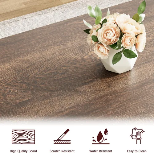 Vista 5 de Gaoman - Juego de mesa de comedor para 4, juego de mesa de comedor con 2 bancos, juego de mesa rectangular de cocina con marco de metal resistente