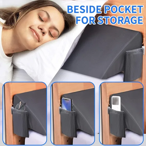 Vista 3 de Almohada de cuña de cama de tamaño matrimonial (54 x 10 x 6 pulgadas) para dormir, almohada de cabecero, relleno de huecos de cama, cuña de colchón