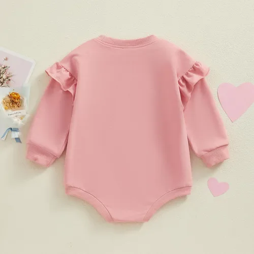 Vista 3 de Conjunto de 1er cumpleaños para bebé niña con volantes y manga larga con cuello redondo