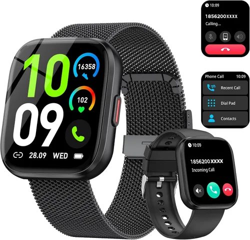 Vista 10 de Relojes inteligentes para hombres y mujeres, contestar/hacer llamadas, reloj de fitness de 1.85 pulgadas con más de 120 modos deportivos, frecuencia