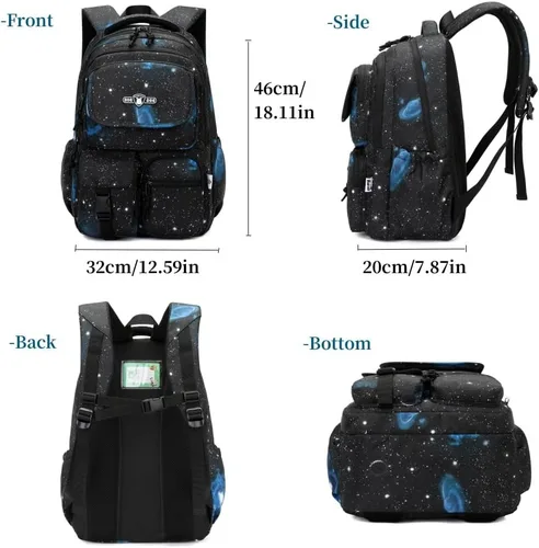 Vista 3 de Boys Backpacks for Primary Junior School Kids Backpack with Lunch Box Galaxy Space Bookbags for Boys Girls