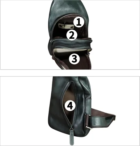 Vista 3 de Bolso de cuero genuino para mujeres y hombres, mochila de cuero real, bolso cruzado de hombro