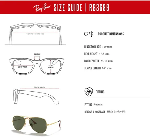 Vista 6 de Ray-Ban Aviator Metal II RB3689 - Lentes de sol de aviador para hombre y mujer + paquete con kit de gafas de diseño iWear de cortesía