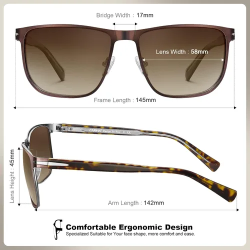 Vista 5 de CARFIA Gafas de sol polarizadas de lujo para hombre con marco de metal chapado en dos tonos