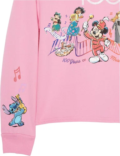 Vista 4 de Disney Conjunto deportivo corto con capucha y pantalón deportivo de forro polar D100 para niñas, Mickey, Stitch, Elsa, Mirabel, niñas 4-16