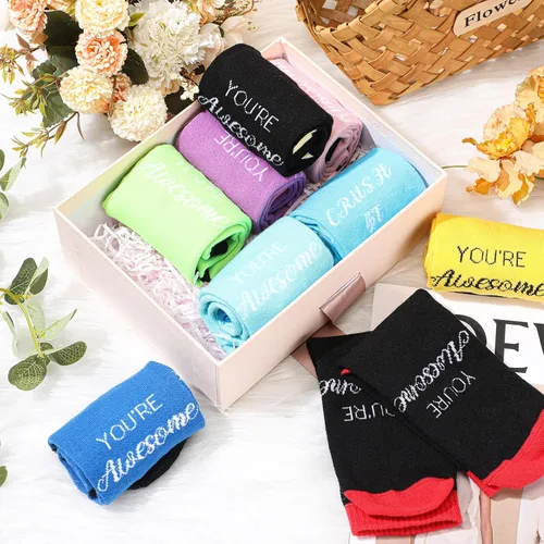 Vista 2 de 12 pares de calcetines de regalo de agradecimiento "You' Re Awesome novedoso", calcetines inspiradores divertidos para hombres, mujeres, empleados