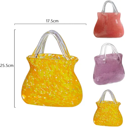 Vista 2 de Jarrón de cristal transparente, único florero para compras, florero con burbujas dentro del florero, florero de bolsa de vidrio para decoración