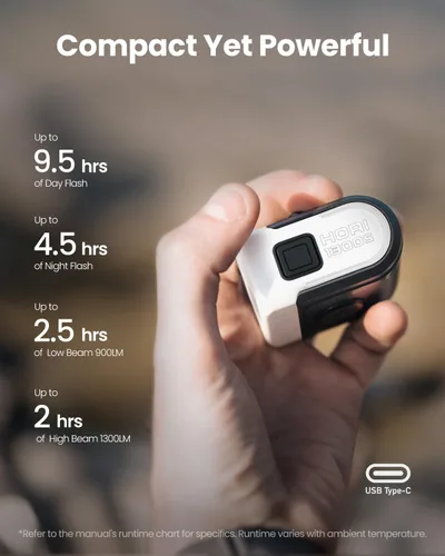 Vista 8 de Magicshine HORI1300S - Faro delantero para bicicleta, compatible con Garmin/Wahoo, 1300 lúmenes, luz delantera de haz alto y bajo, USB-C recargable