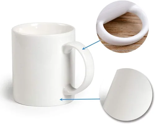 Vista 7 de Taza de té de café de cerámica blanca revestida de 11 onzas (3.7 x 3.1 in) prensa de calor imprimible transferencia sublimación tinte recubierto