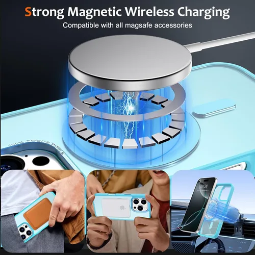Vista 64 de Anuck - Funda magnética para iPhone 11 compatible con MagSafe, carcasa trasera mate translúcida dura, borde de TPU, delgada, resistente a impactos