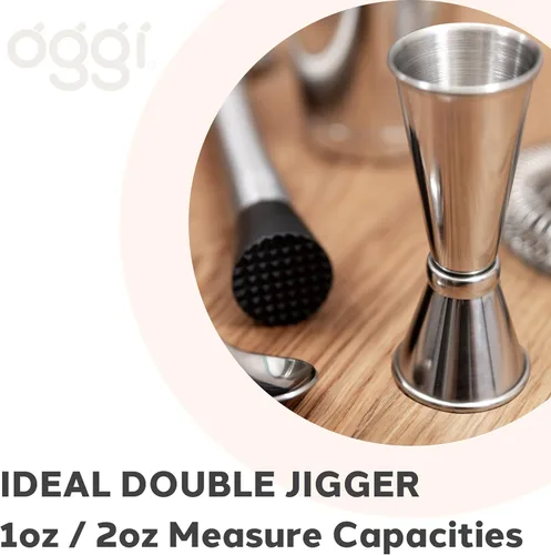 Vista 4 de OGGI Jigger japonés para bartending, doble jigger de 2 onzas, 1 oz, 1.0 fl oz/2.0 fl oz, Jigger de tiro medidor, accesorios ideales para barman