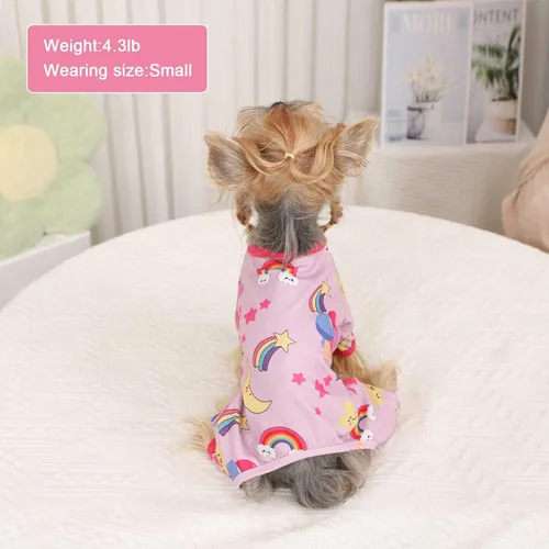 Vista 4 de Pijamas para perros pequeños, ropa para perros pequeños, ropa para perros pequeños, ropa suave y elástica para chihuahua, Yorkie, pijamas de verano