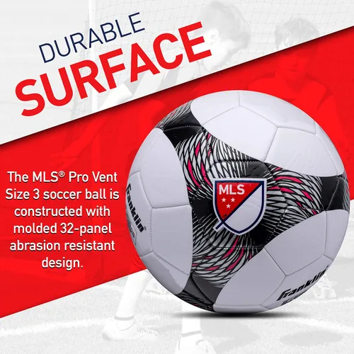 Vista 4 de Franklin Sports MLS Pro Vent Balón de Fútbol - Cubierta Suave - Balón de Fútbol de Tamaño y Peso Oficiales - Bomba de Aire Incluida