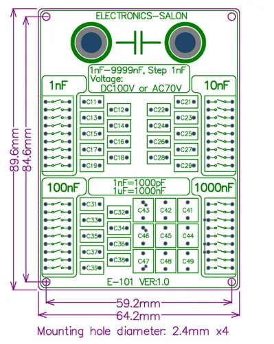 Vista 7 de Electronics-Salon Placa de condensador programable de cuatro décadas de 1nF a 9999nF Step-1nF.