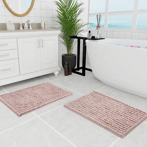 Vista 93 de Walensee Alfombra de baño antideslizante (32x20, azul oscuro) absorbente de agua, súper suave, felpilla peluda, lavable a máquina, se seca