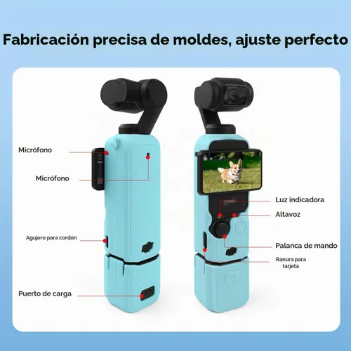 Vista 4 de HRH Funda protectora de silicona compatible con DJI Osmo Pocket 3 Aqua Blue Azul aguamarina