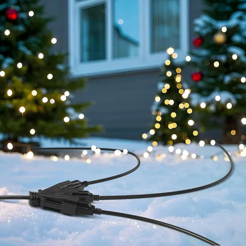 Vista 6 de El juego de cables de extensión para exterior de 2 paquetes de BN-Link es ideal para decoraciones de jardín en días festivos y equipos de jardín.