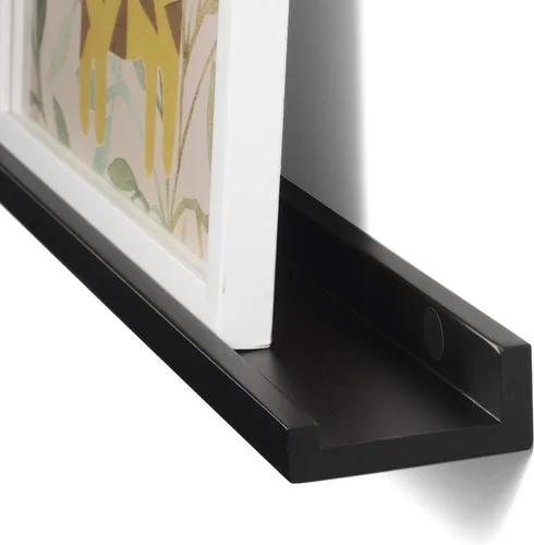 Vista 7 de Wallniture Moderno estante flotante de pared para fotos y marcos, color negro, 46 pulgadas, juego de 2