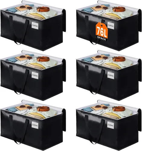 Vista 21 de BlissTotes Bolsas de mudanza, cajas de mudanza resistentes con cremalleras superiores y asas resistentes, bolsas de almacenamiento para ahorrar