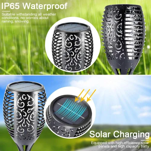 Vista 4 de EOYIZW Luces solares para exteriores, paquete de 4 unidades de 99 luces LED moradas de alta calidad para decoración de Halloween, luces solares IP65