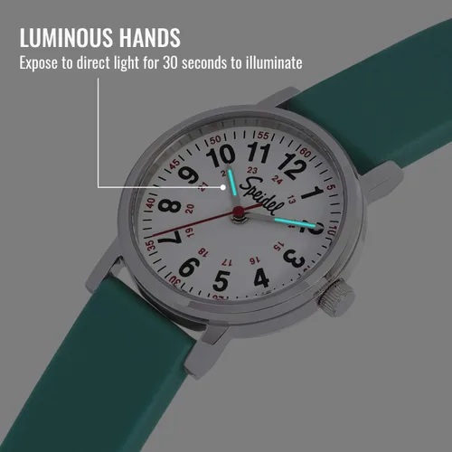 Vista 5 de Speidel Scrub Petite Watch Made for Doctors, Nurses, EMT, Surgeons and Students wRed Second Hand in Scrub Matching