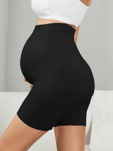 Vista 4 de WDIRARA Pantalones cortos de maternidad para mujer sobre el vientre sin costuras Yoga Lounge