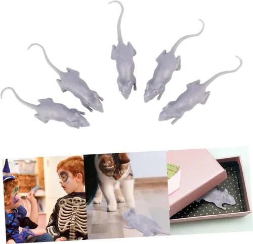 Vista 4 de BESPORTBLE 10pcs Halloween Plastic Fake Mouse Prank Realistic Simulation Mice Gray Tricky for Spooky Party Decorations and