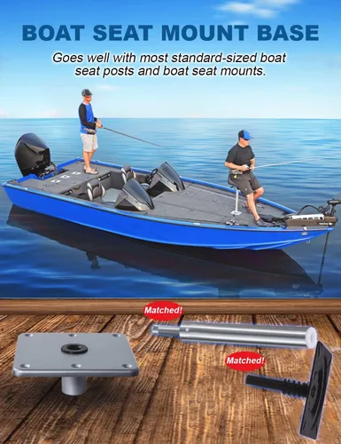 Vista 5 de MATINA Base de asiento de barco, pedestal y base de aluminio de 7 x 7 pulgadas con enchufe de poste de pasador de 3/4 pulgadas, accesorios de barco
