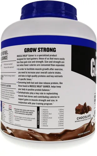 Vista 7 de Muscle Milk Gainer Proteína en Polvo, Chocolate, 32g Proteína, 5 Libras