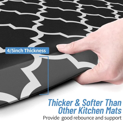 Vista 2 de Alfombras de cocina de 4/5 pulgadas de grosor, 2 tapetes de cocina, antifatiga, impermeables, resistentes de PVC, ergonómico, espuma de pie cómoda