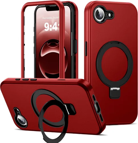 Vista 39 de Funda compatible con iPhone 13 y 14 de 6.1 pulgadas con soporte de anillo magnético [protección militar contra caídas] [compatible con Mag-Safe]