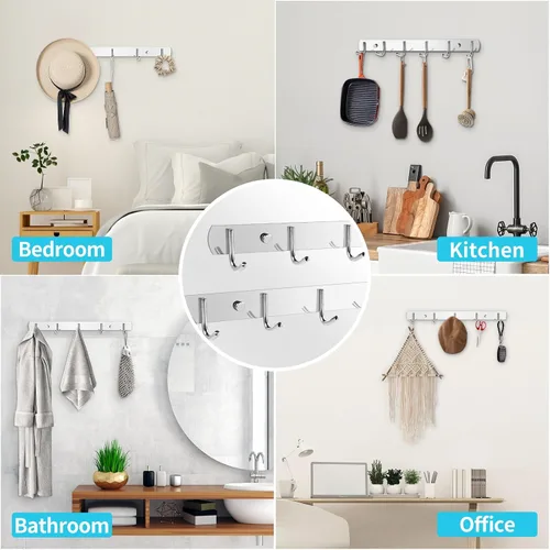 Vista 2 de Ganchos de Pared para Abrigos, (Paquete de 2) Perchero de Pared para Sombreros, Ganchos Simples para Toallas