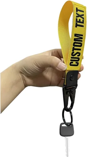 Vista 5 de Graceful life Llavero personalizado, cordón de muñeca con número de nombre personalizado, clip para llavero, accesorios para llavero, cordones
