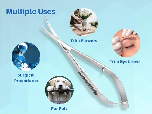 Vista 8 de Micro Tijeras curvadas de 4.5 pulgadas – Tijeras de precisión de acción de resorte para bordado, costura, manualidades, corte de cejas y corte