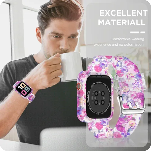 Vista 47 de DABAOZA - Correa transparente compatible con Apple Watch con estuche protector, correa deportiva de TPU con brillo para mujeres y hombres