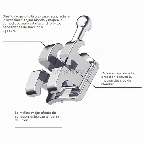 Vista 4 de Dientes Modelo Llaves, Soportes Typodont, ranuras .022 3-4-5 con ganchos 200pcs (MBT, Estándar)
