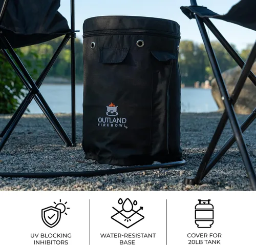 Vista 4 de Outland Firebowl. Funda para tanque de propano de 740, resistente a la intemperie, con función de mesa, para tanque estándar de 20 Libras.