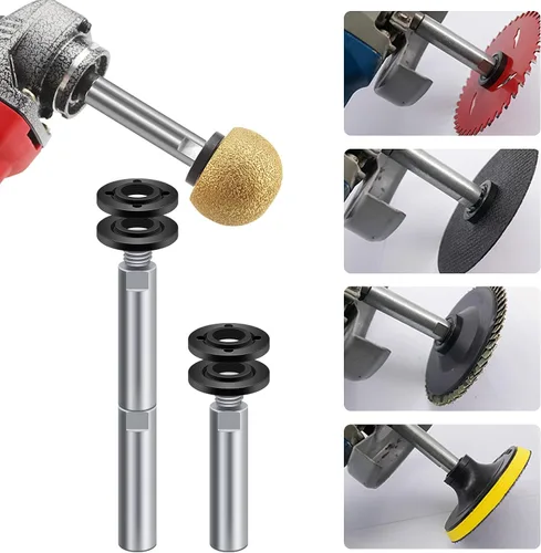 Vista 2 de Paquete de 5 accesorios para amoladora angular, 5/8-11, llave inglesa, tuerca de brida y 2 ejes de extensión de 3.937 in, compatible con Makita