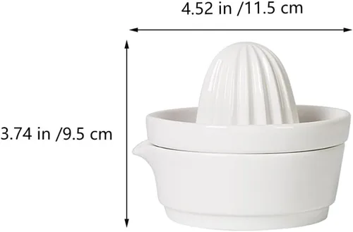 Vista 2 de Zerodeko Exprimidor manual de limón cítrico, exprimidor de jugo de frutas de cerámica, apto para lavavajillas, resistente y pomelo, color blanco