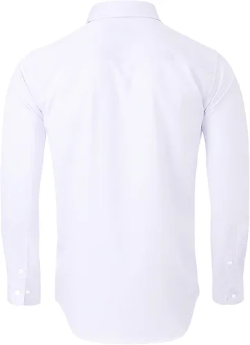 Vista 2 de Alimens & Gentle Camisas de vestir para hombre, sin arrugas, de manga larga, elástica, formal, con botones, con bolsillo