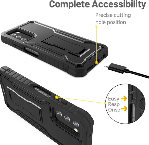 Vista 3 de FITO Funda para Samsung Galaxy A03S 5G, doble capa a prueba de golpes resistente con protector de pantalla de vidrio para teléfono Samsung A03S 5G