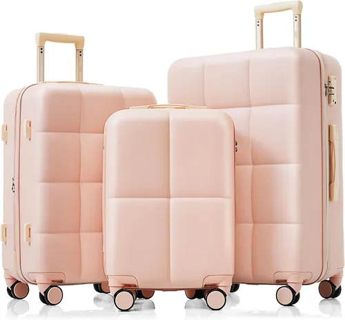 Vista 91 de Merax 3 piezas expandible ABS Hardshell equipaje Sets Spinner Wheel Maleta TSA Lock Suit Case, Apertura frontal negra, Juego de 2 piezas, Maleta