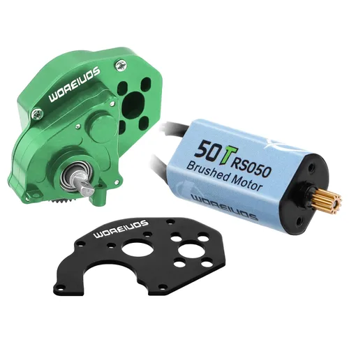 Vista 9 de Motor RC 050 50T Motor cepillado con caja de cambios de transmisión de aleación de aluminio para Axial SCX24 AXI00002 AXI00001 AXI90081 AXI00006 Azul