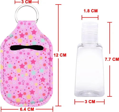 Vista 3 de Duufin Juego de 60 botellas vacías para desinfectante de manos, Colores Variados Including 30 Pcs Vibrant Hand Sanitizer Keychain Holder and 30