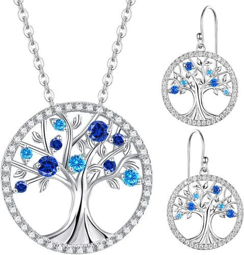 Vista 31 de Collar de árbol de la vida para mujer, collar de perlas esmeralda piedras natales de mayo, junio, para esposa, mamá, regalos de cumpleaños