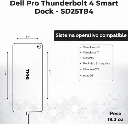 Vista 5 de SD25TB4 Pro Thunderbolt 4 Smart Dock con pantalla 8K, adaptador de 180 W Negro