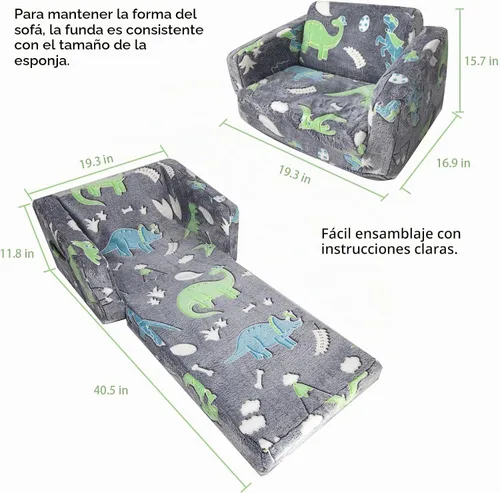 Vista 2 de Asou - Sofá infantil que brilla en la oscuridad, sofá plegable para jugar