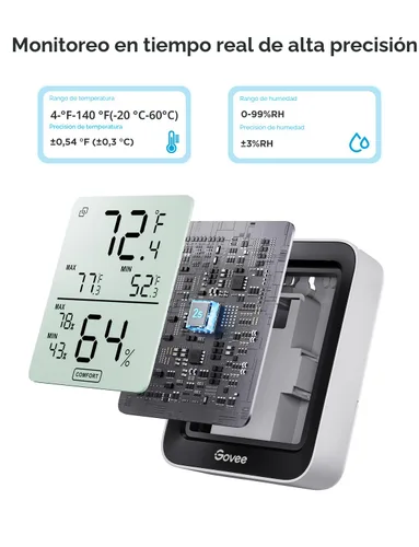Vista 4 de Govee Higrómetro Digital Higrómetro Interior Termómetro de Habitación H5075, Medidor de Temperatura y Humedad Bluetooth con Control Remoto
