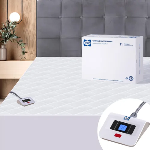 Vista 18 de Sealy Protector de colchón térmico tamaño matrimonial de 54 x 75 pulgadas Funda de colchón eléctrica acolchada impermeable de lujo con controlador